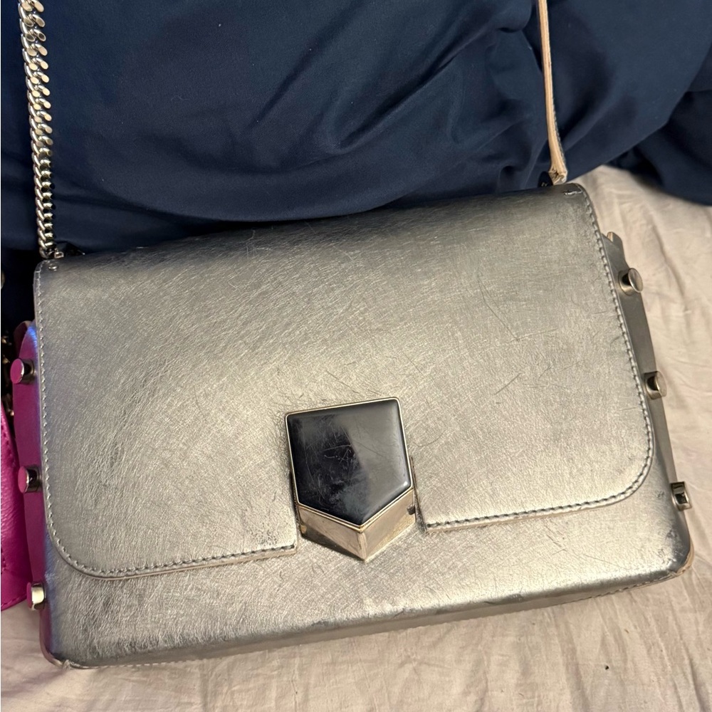 Jimmy Choo Metallic Silver Crossbody Bag